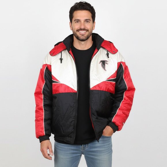 VINTAGE Pro Player NFL Atlanta Falcons Puffer Jacket Starter Parka Bomber Coat - Picture 1 of 16